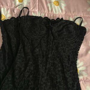 Lace Midi Dress Black - M